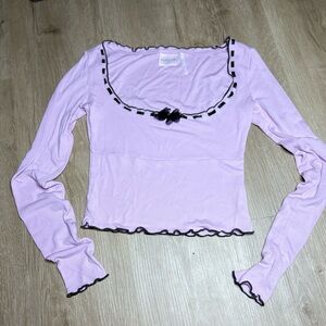 Urban Outfitters Lilac Long Sleeve Top with Black Trim